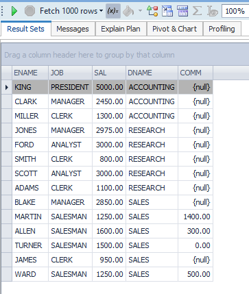 Viewing data in the Toad Data Point Cross-Connection Query