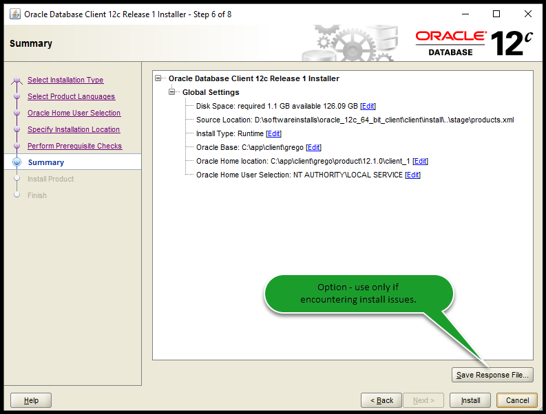 Choose to Save or not to Save Response File.