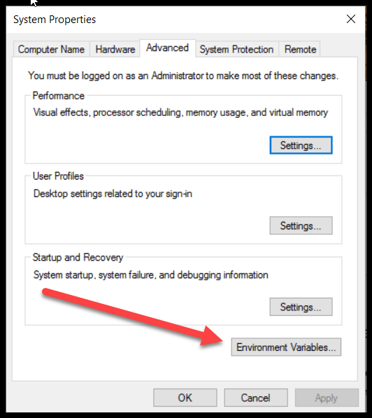 Click ‘Environment Variables’.