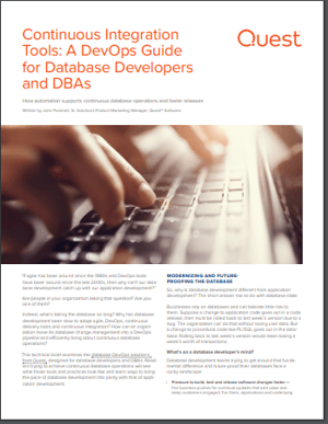 Screen shot of tech brief, “Continuous Integration Tools: A DevOps Guide for Database Developers and DBAs.”
