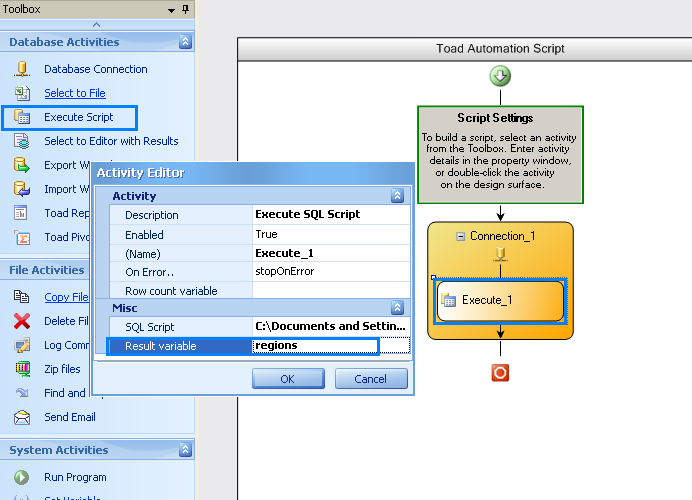 Execute Script Result Variable