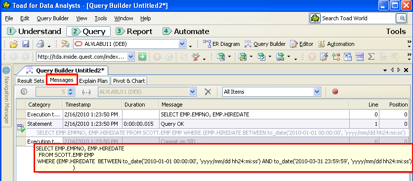 Automated SQL Executed (Oracle)