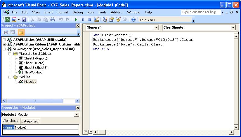 Create Macro to Clear Prior Data: Open Excel's macro editor, clear specific cell ranges on named worksheets.