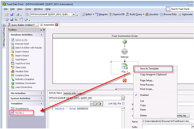 Reuse Script Activities: Save and use templates for common activities in automation scripts.