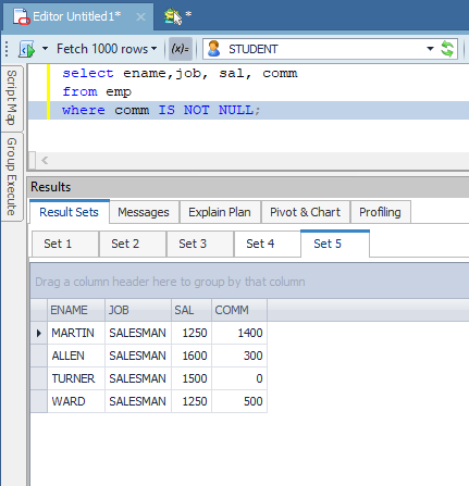 Data without NULL values