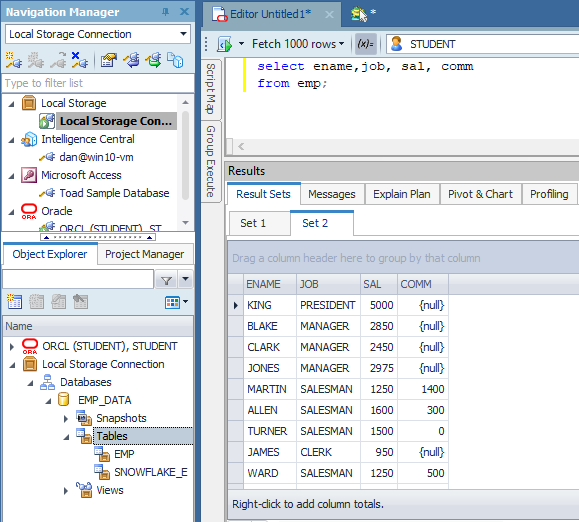 EMP data with null values