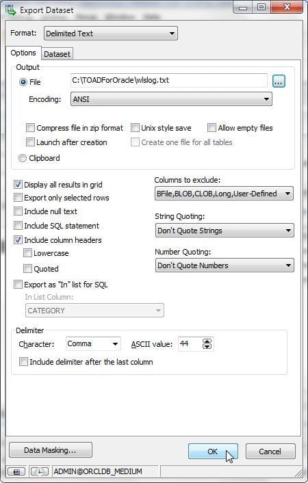 Figure 34. Export Dataset dialog