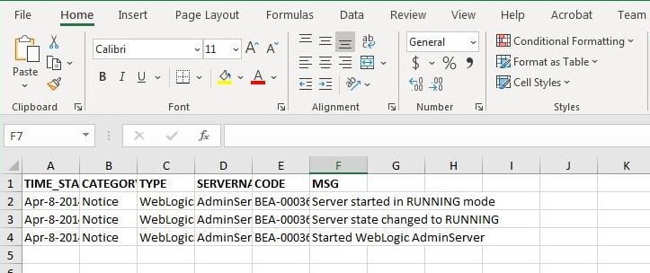 Figure 49. Excel Spreadsheet