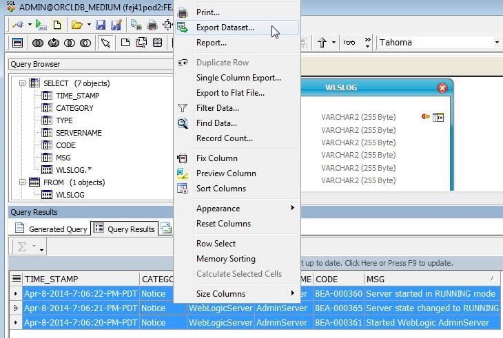 Figure 46. Export Dataset