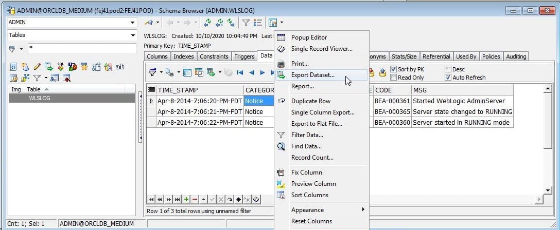 Figure 33. Export Dataset