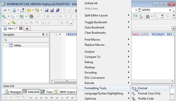 Figure 1. Formatting Tools>Format.