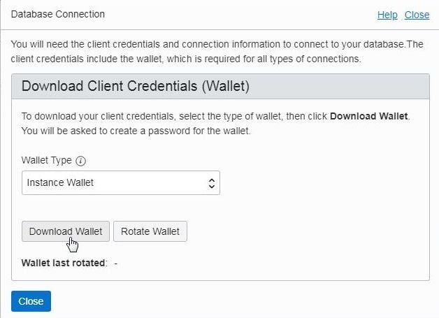 Figure 13. Downloading Client Credentials Wallet.