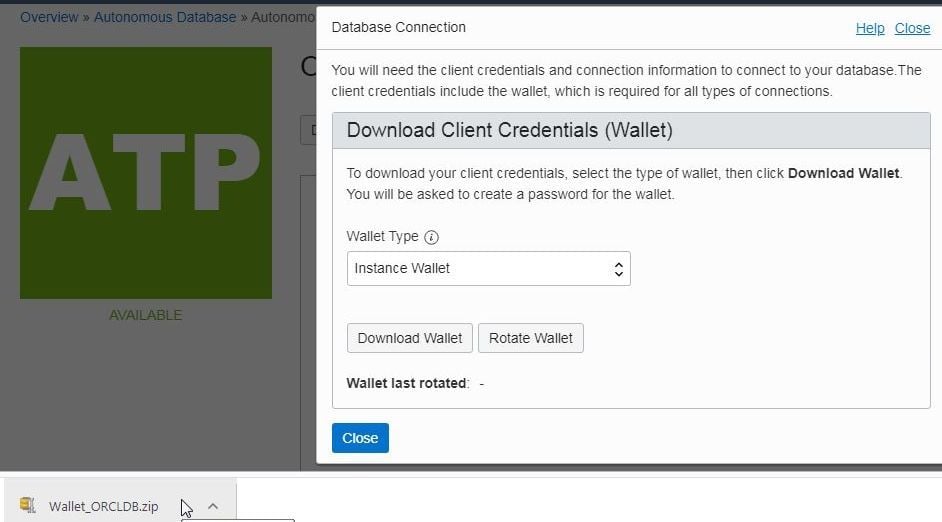 Figure 15. Client credentials zip file or wallet