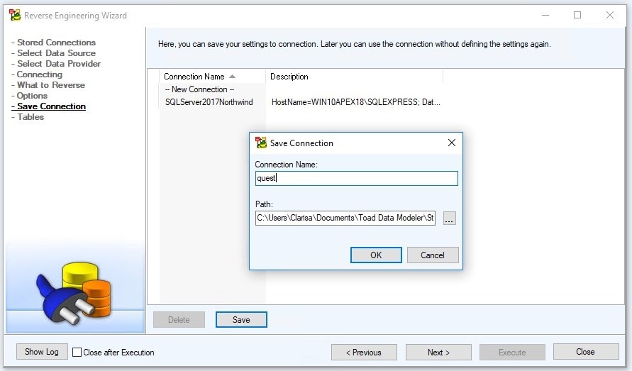 Figure 10. Saving the connection