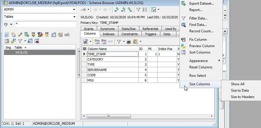 Figure 10. Size Columns