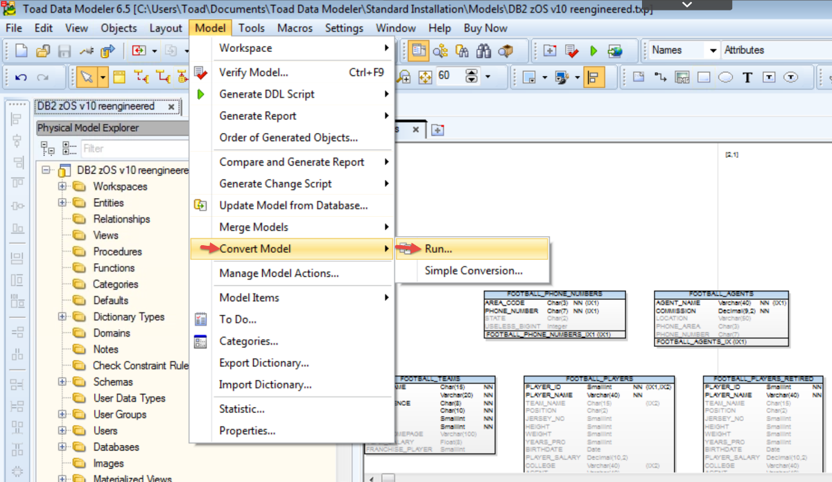 Figure 11.  From the TDM Model menu, choose “Convert Model”, then Run