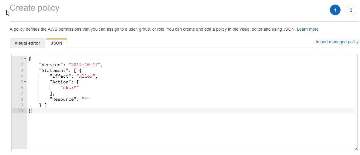 Figure 12. Create policy JSON