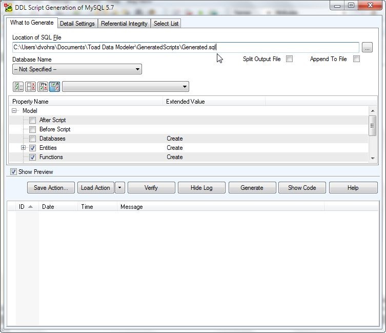 Figure 12. Modifying the SQL file suffix to lowercase .sql