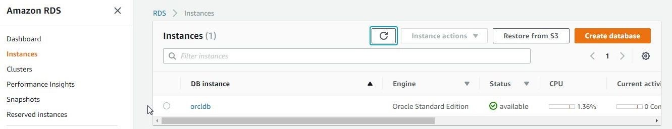 Figure 12. The DB instance status shows as available