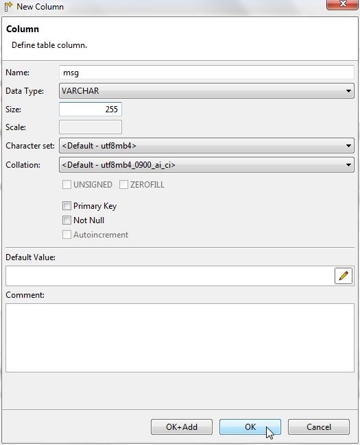 Figure 13. Click on OK after adding columns