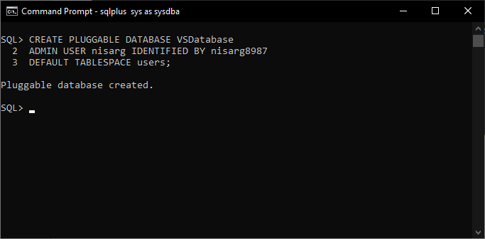 command to create a pluggable database