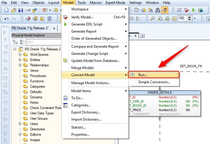 Figure 14. Choosing to run Convert Model Wizard