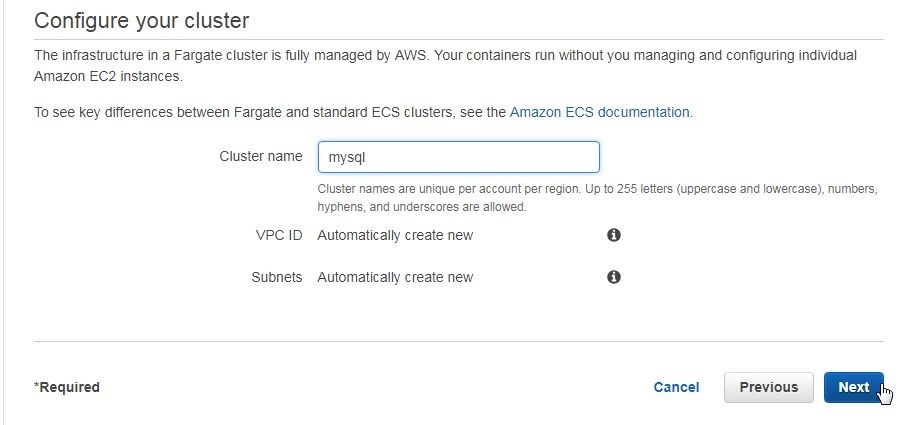 Figure 14. Specifying a cluster name in Configure your cluster