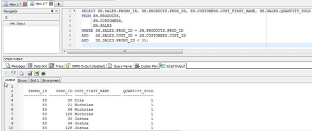 Figure 14. Three table join – Using Toad to Query Multiple Tables