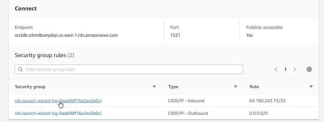 Figure 15. Selecting the Security group link