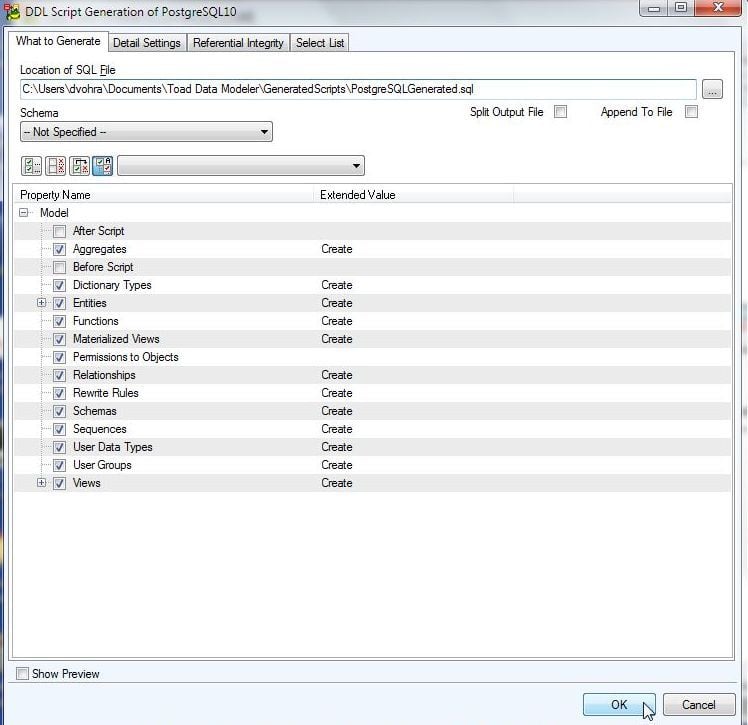 Figure 16. Modifying Generated File Name Suffix