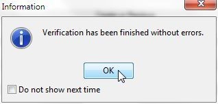 Figure 17. Verification Completed Without Errors message