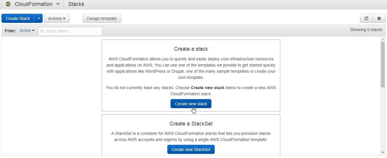 Figure 17. clicking on Create new stack-2