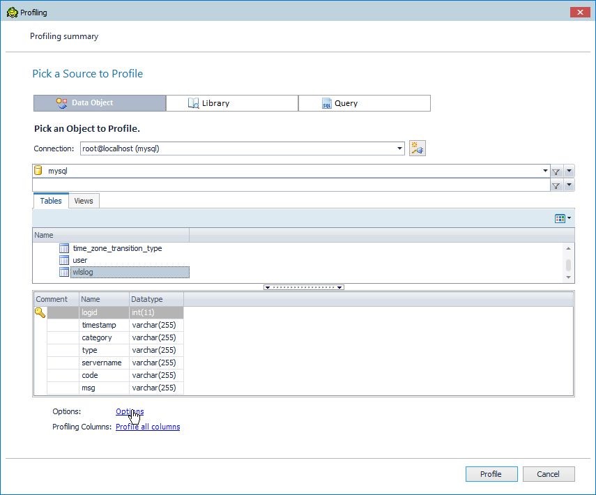 Figure 18. Click on the Options link