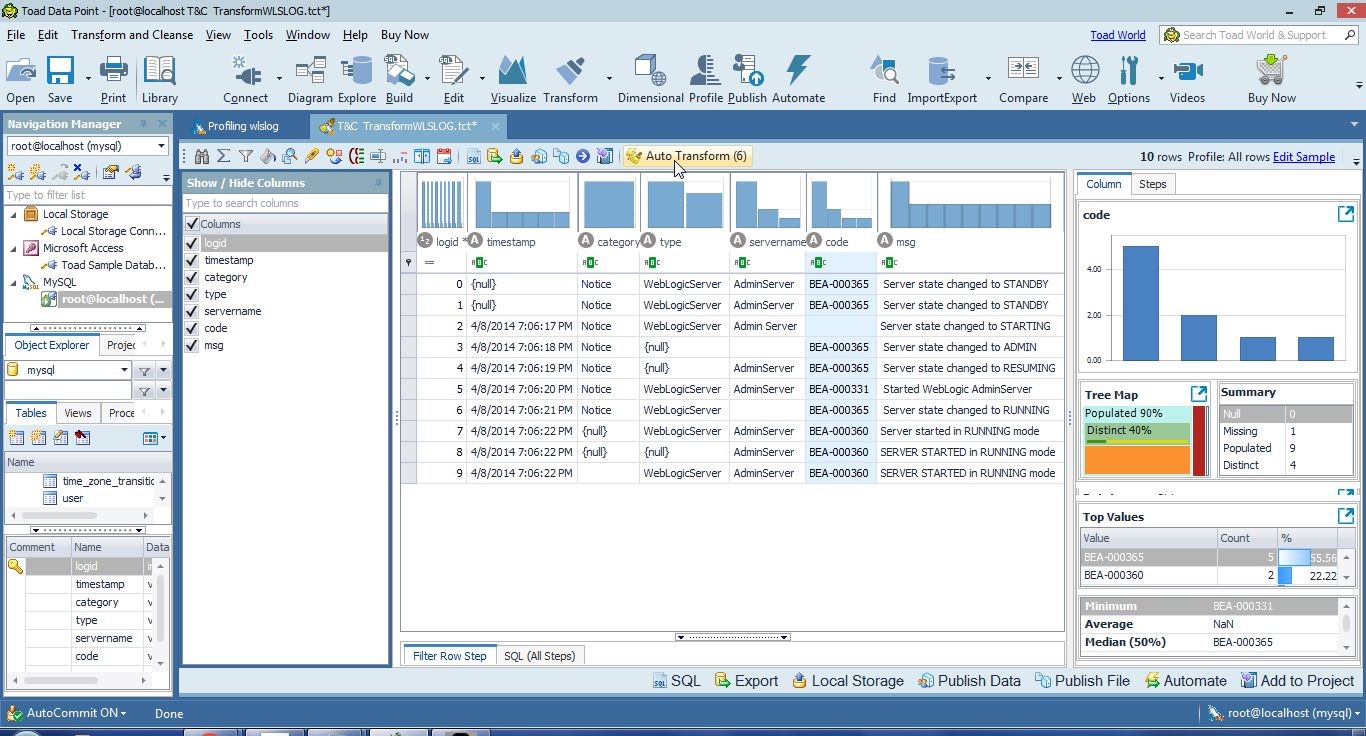 Figure 18. Clicking on Auto transform