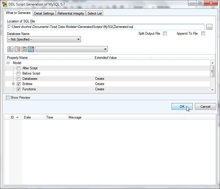 Figure 18. Modifying Default Generated File Name