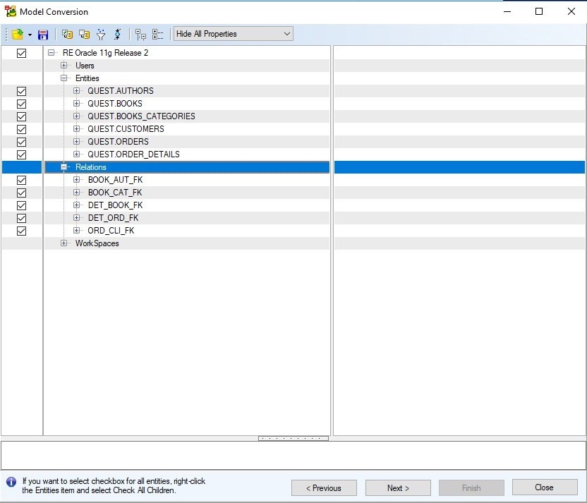 Figure 18. Selecting objects to convert