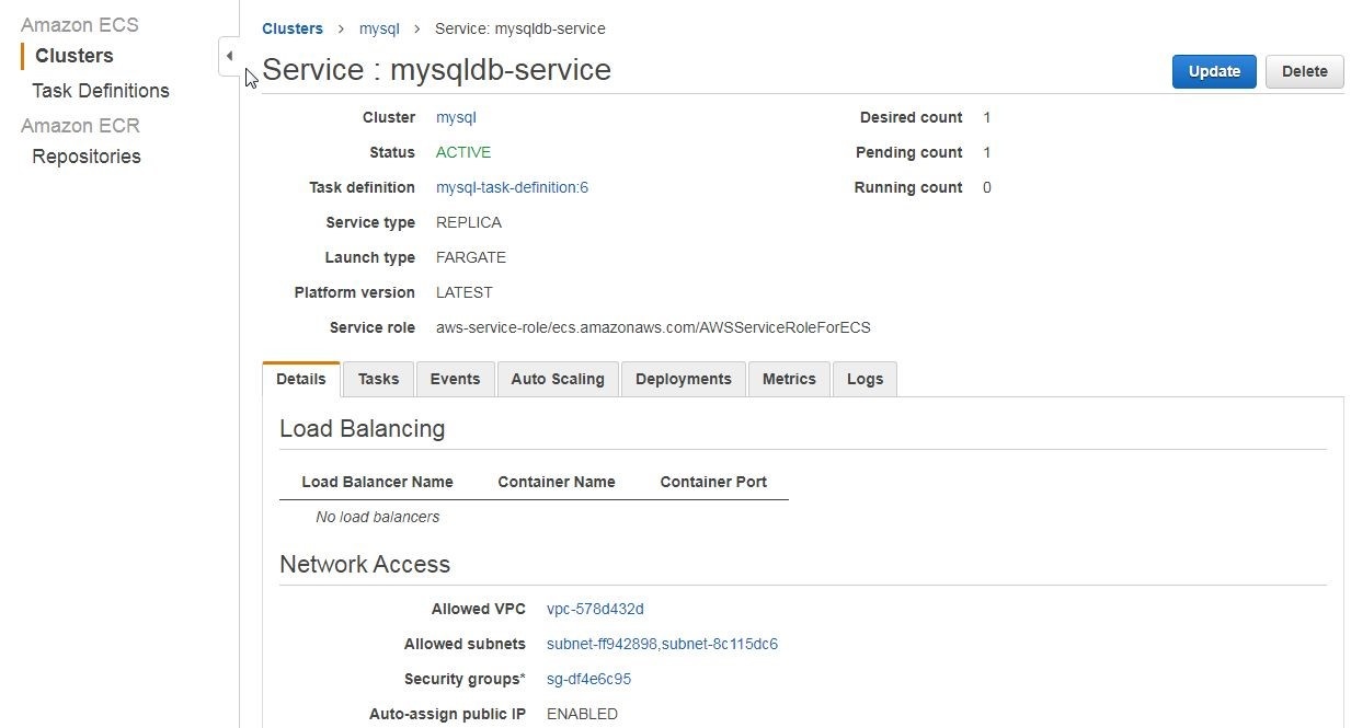 Figure 18. Service details