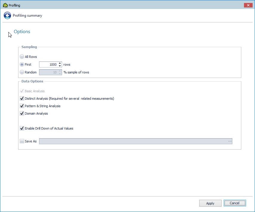 Figure 19. Profiling Options