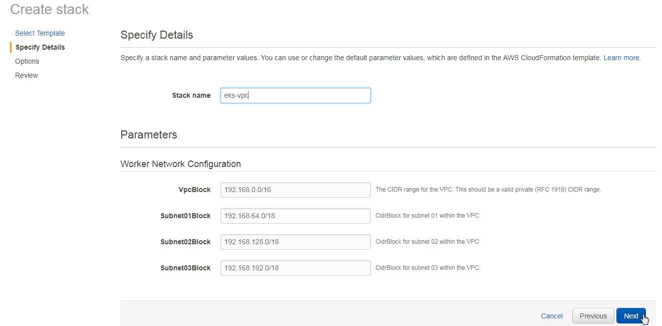 Figure 19. Specifying VPC Details