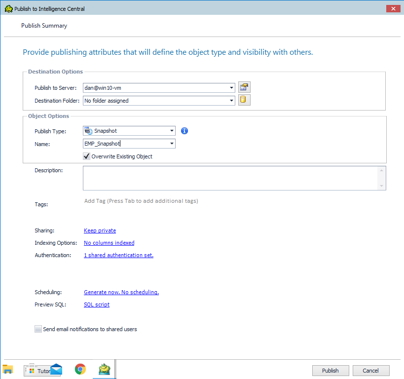 Toad Data Point Refreshable Snapshot Panel