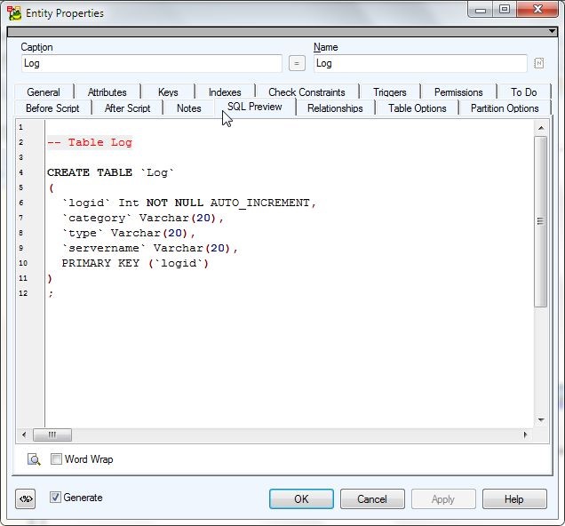 Figure 2. SQL Preview