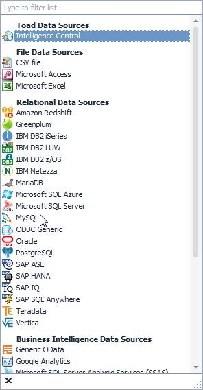 Figure 2. Selecting Data Source as MySQL