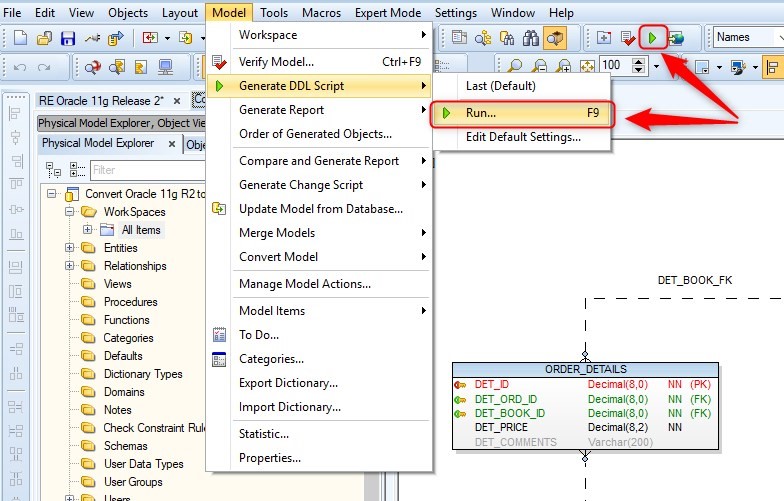 Figure 21. Opening the DDL Script Generation Wizard