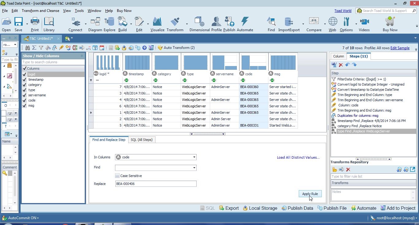 Figure 21. Replacing Missing Data