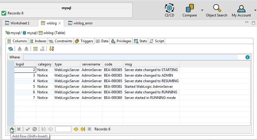 Figure 23. Clicking on Add Row