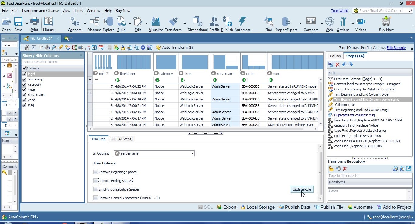 Figure 24. Updating the rule for servername