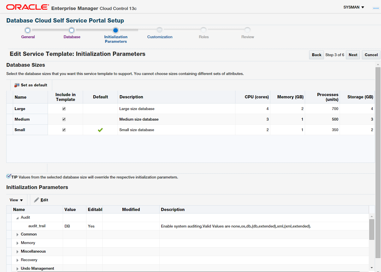 Figure 25. Intialization Parameters page