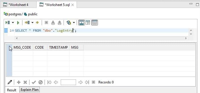 Figure 25. Listing Column Headers for dbo.LogEntry Table