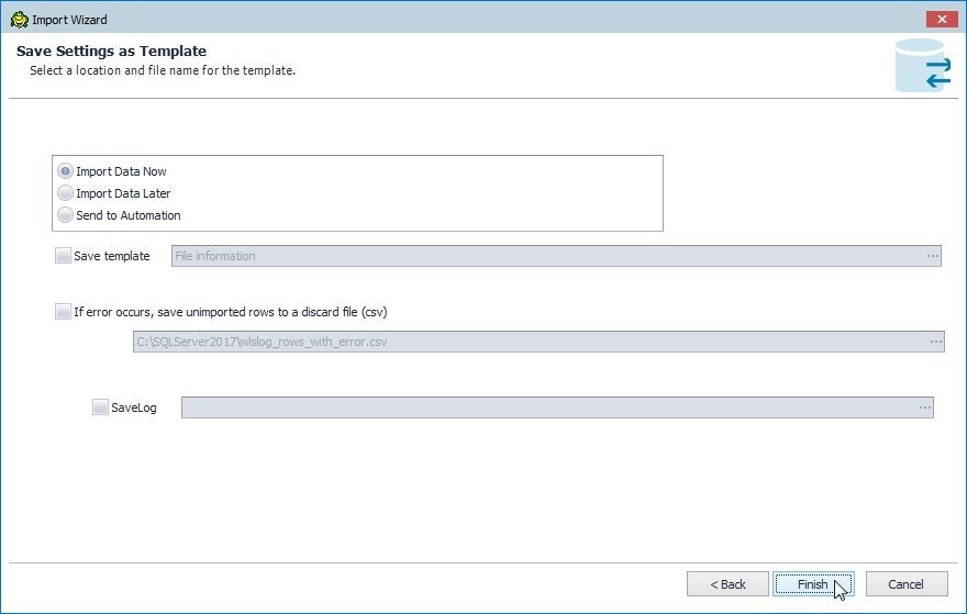 Figure 25. Starting data import