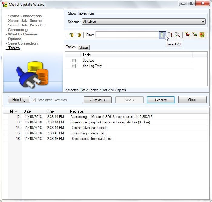 Figure 26. Select All Tables